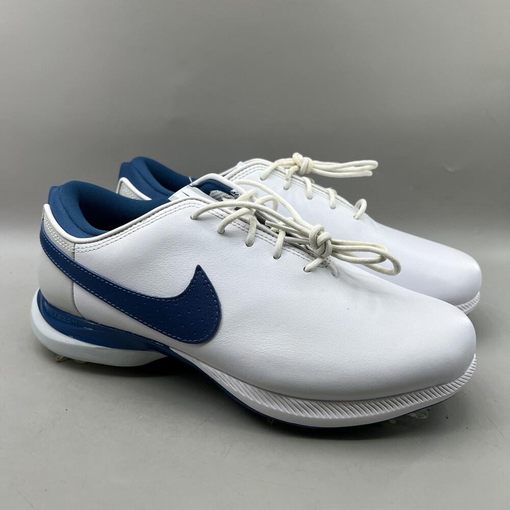 Nike Air Zoom Victory Tour 2 Golf Cleats Men Size 8.5 White Blue Leather Shoes